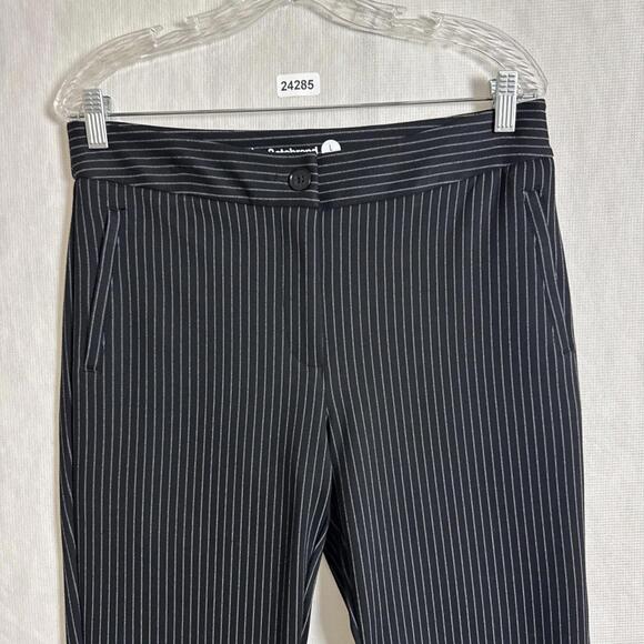 Betabrand Women's Size Large S-Petite Black Pinstriped Ankle Zip Skinny Pants - Picture 3 of 13